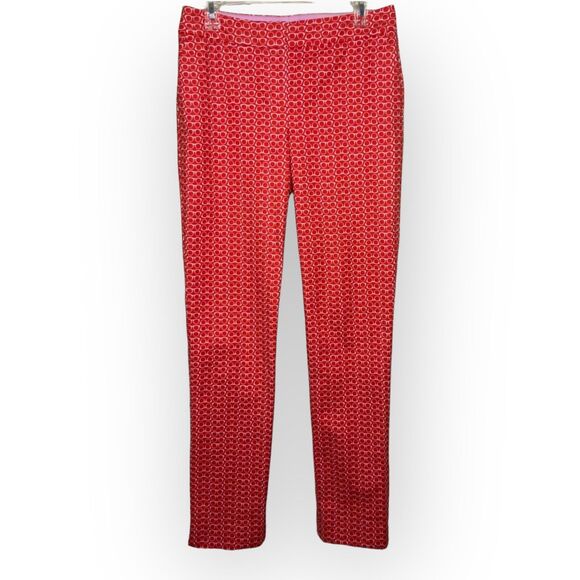 Boden Pants - Boden Richmond Red Trousers with Glasses Motif Slim Straight Leg Pants Size 6L